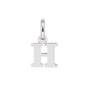 Plain sterling silver initial H, with an upright silver jump ring