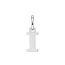 Plain sterling silver initial I, with an upright silver jump ring
