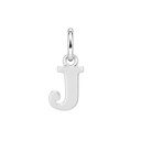 Plain sterling silver initial J, with an upright silver jump ring