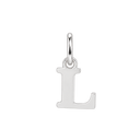 Plain sterling silver initial L, with an upright silver jump ring