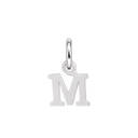 Plain sterling silver initial M, with an upright silver jump ring