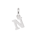 Plain sterling silver initial N, with an upright silver jump ring