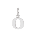 Plain sterling silver initial O, with an upright silver jump ring