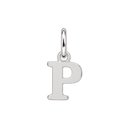 Plain sterling silver initial P, with an upright silver jump ring