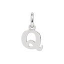 Plain sterling silver initial Q, with an upright silver jump ring