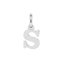 Plain sterling silver initial S, with an upright silver jump ring