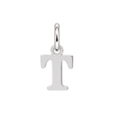 Plain sterling silver initial T, with an upright silver jump ring