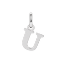 Plain sterling silver initial U, with an upright silver jump ring