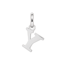 Plain sterling silver initial Y, with an upright silver jump ring