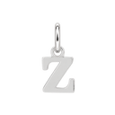 Plain sterling silver initial Z, with an upright silver jump ring