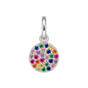 Rainbow CZ Disc Charm in Sterling Silver, with an upright silver jump ring