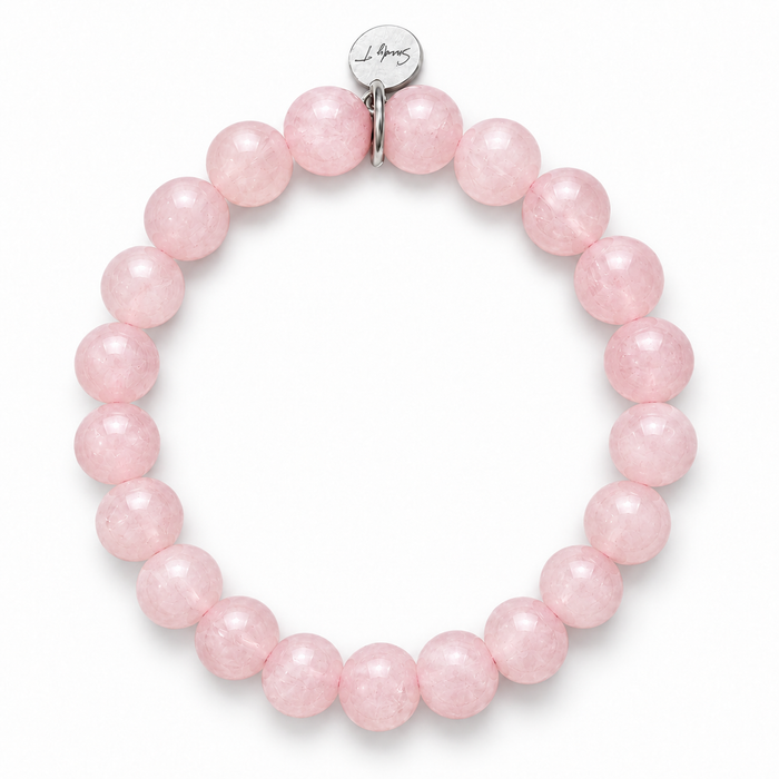 Rose Quartz & Sterling Silver Charm Bracelet