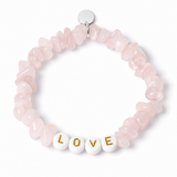 Rose Quartz Personalised White Letter Chipstone Bracelet