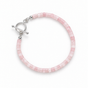 Rose Quartz Sweetie Stone & Sterling Silver T-Bar Bracelet