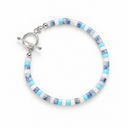 Sodalite & Aquamarine Sterling Silver T-Bar Bracelet