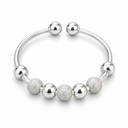 Textured Bead 925 Sterling Silver Adjustable Fidget Ring