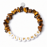 Tiger's Eye Personalised White Letter Chipstone Bracelet
