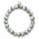 Matte Tree Agate & Sterling Silver Charm Bracelet