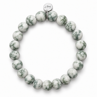Matte Tree Agate & Sterling Silver Charm Bracelet