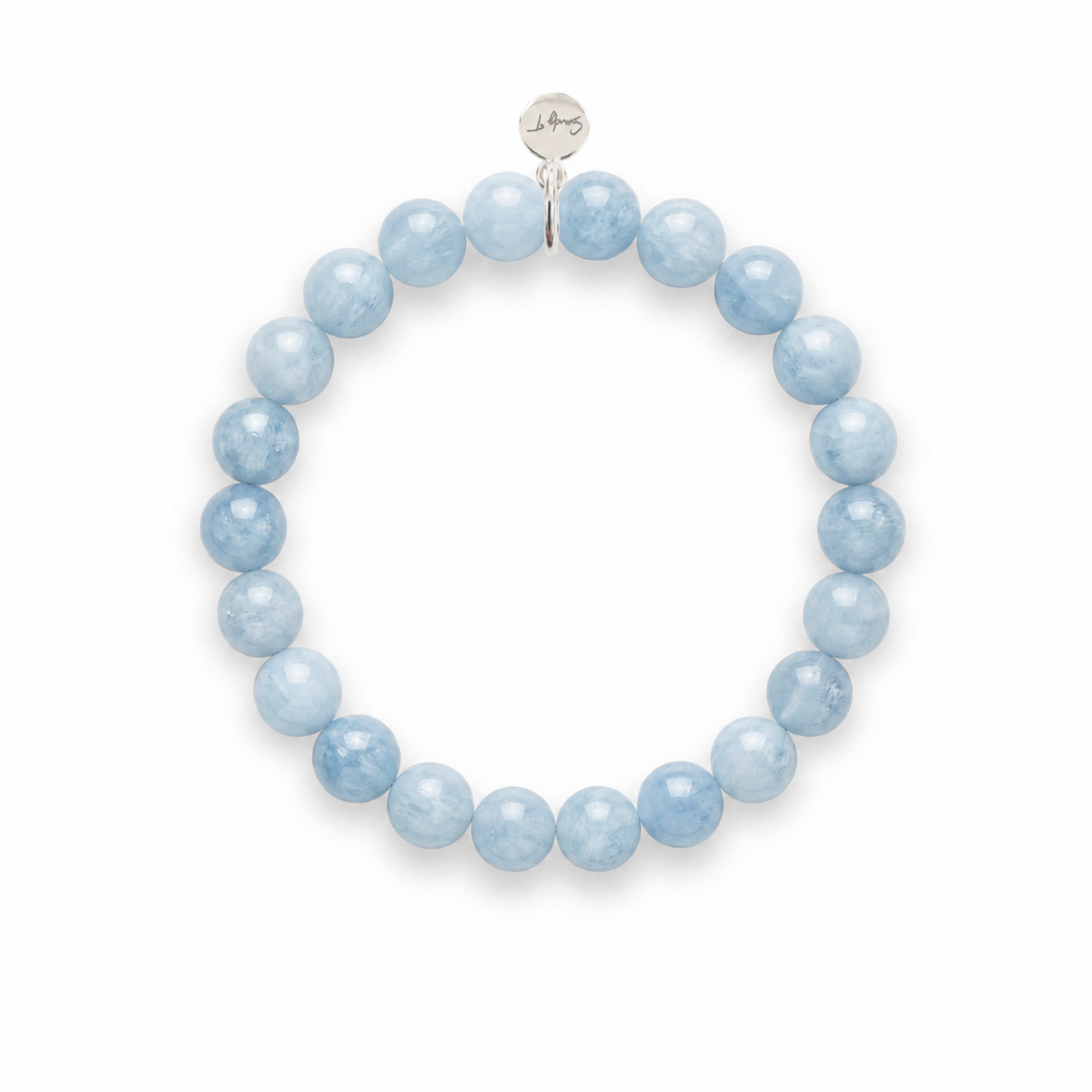 Aquamarine bracelet with a silver Sandy T tag
